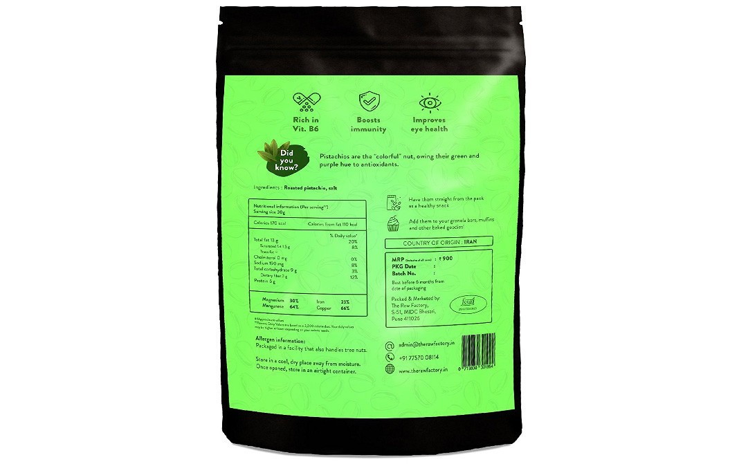 Raw Essentials Iranian Pistachios, Roasted & Salted   Pack  400 grams